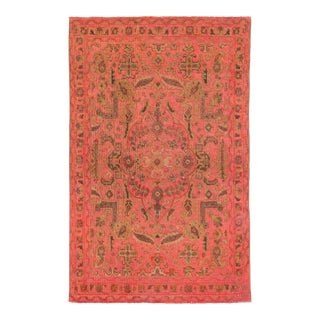 Persian Overdyed Wool Rug in Pink With Allover Motif 3 X 5 For Sale