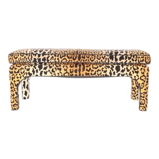 Leopard Print Upholstered Bench For Sale