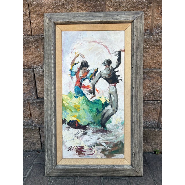 Impressionist Vintage Original Painting of Flamenco Dancers by Alberto Ruiz Vela For Sale - Image 3 of 8