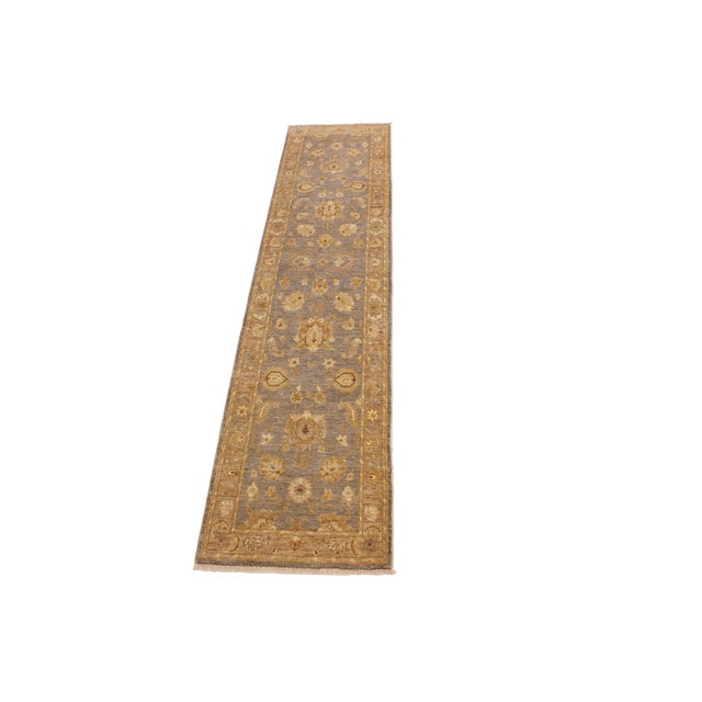 Boho Chic Ziegler Gray/Brown Wool Runner Rug- 2'8'' X 10'10'' For Sale In New York - Image 6 of 10