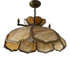 Vintage Slag Pedestal Hanging Lamp