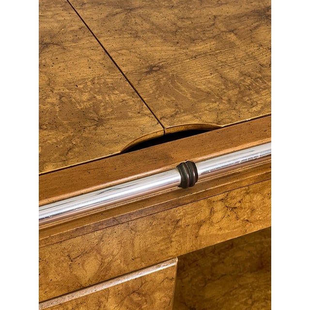 Midcentury Hollywood Regency Expandable Burl Wood Server For Sale - Image 10 of 18