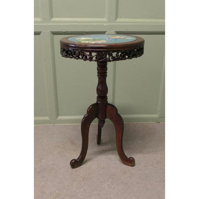 Paint Ornate Chinoiserie Cloisonné Wine Table with Birds and Flowers, 1920s For Sale - Image 7 of 8