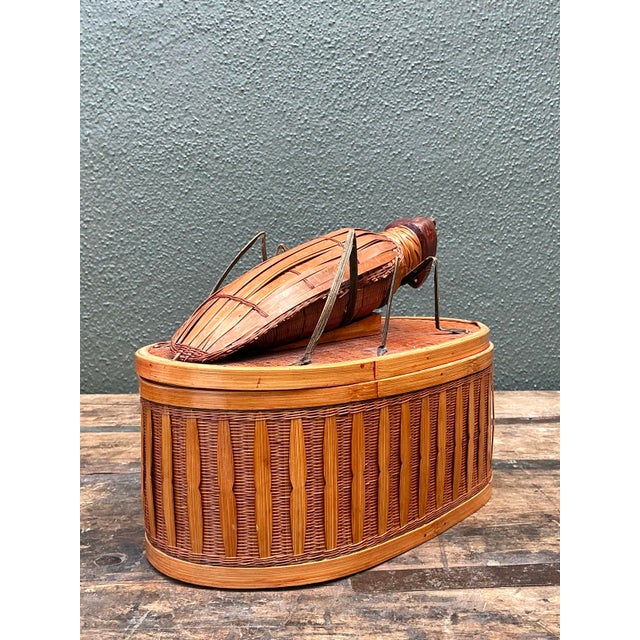 Vintage Shanghai Weave Woven Rattan Bug Box For Sale - Image 12 of 12
