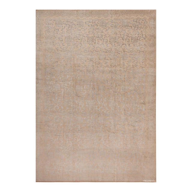 Nazmiyal Collection Modern Botanical Design Silk and Wool Rug For Sale
