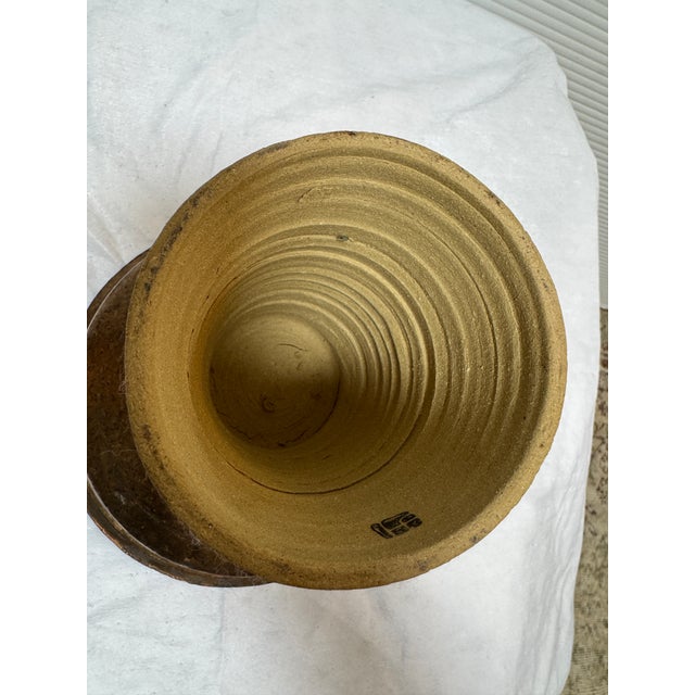 Somayaki Double Walled Ceramic Pedestal Stand, Signed For Sale - Image 10 of 12
