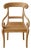 Vintage Scroll Arm Slatted Light Wood Armchair For Sale