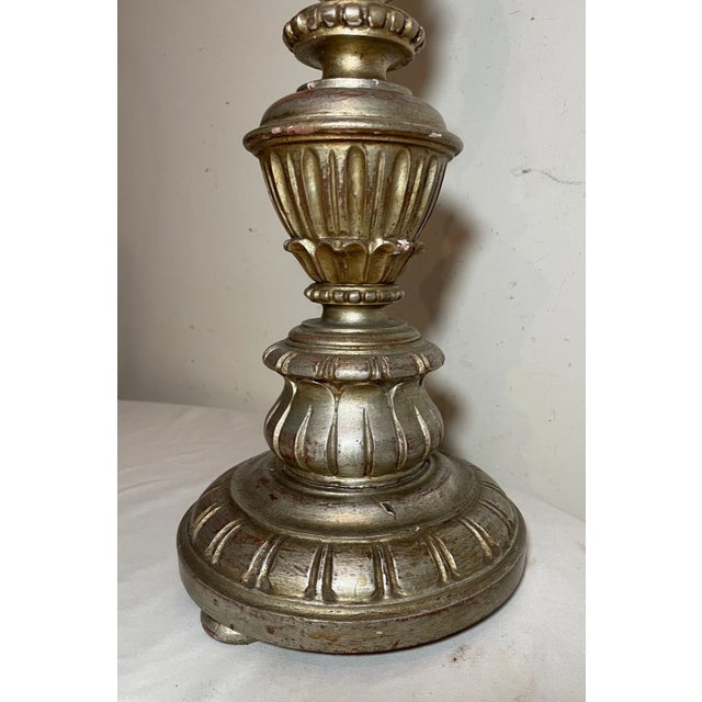 Large Antique Hand Carved Ornate Gilt Wood Italian Electric Table Lamp Light For Sale In New York - Image 6 of 10