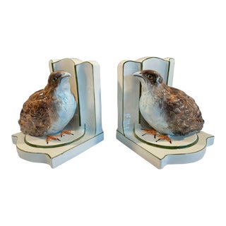 1960s Italian Majolica Quail Bookends - a Pair For Sale