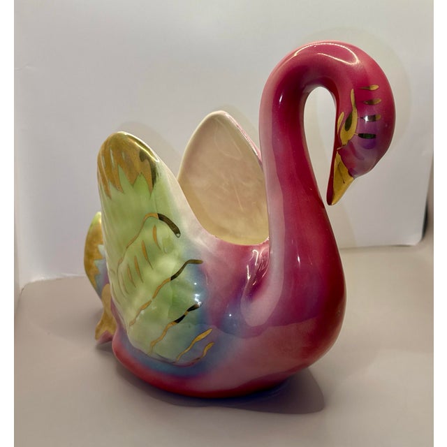 Vintage 1950’s Ceramic Swan Planter For Sale - Image 11 of 11