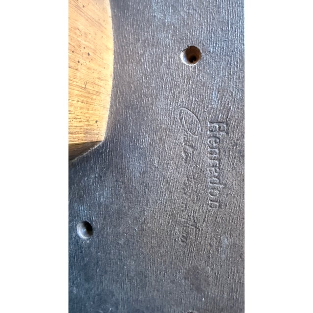 1970s Henredon 44” Round Game Table With Starburst Oak Top & Brass Mounted Base For Sale - Image 13 of 13