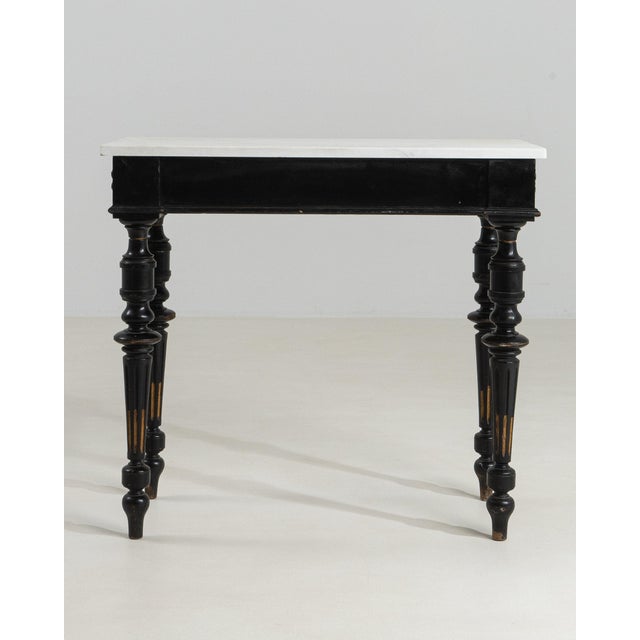 19th Century France Black Wood Console Table For Sale - Image 10 of 11