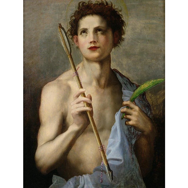 Florentine School Artist, St. John the Baptist, 1500-1600, Oil on Canvas For Sale - Image 13 of 16