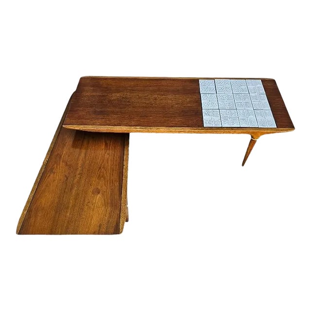 1960s Lane Cosmopolitan Switchblade Coffee Table With Tile Inserts For Sale