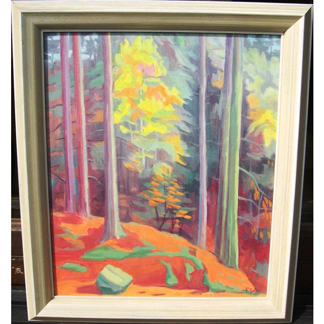 Modern Alfred (Fredi) Schneider, Autumn Forest, 1980s, Oil Painting on Canvas, Framed For Sale - Image 3 of 12