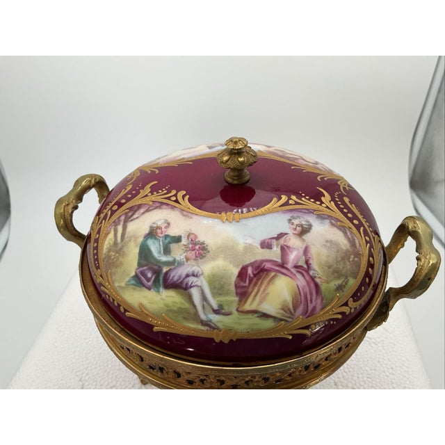 19th Century 19th-Century French Sèvres Porcelain & Gilt Bronze Ormolu Covered Compote For Sale - Image 5 of 9