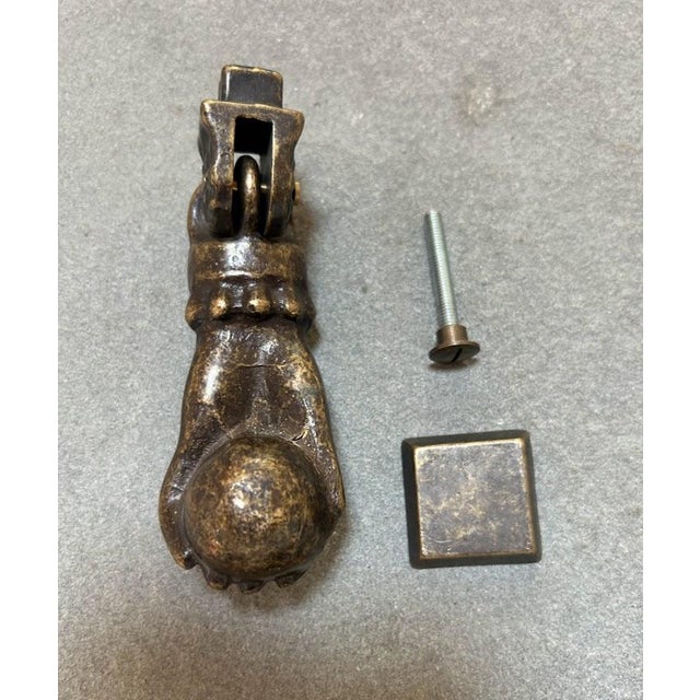 Early 20th Century Italian Brass Hand and Ball Door Knocker | Chairish