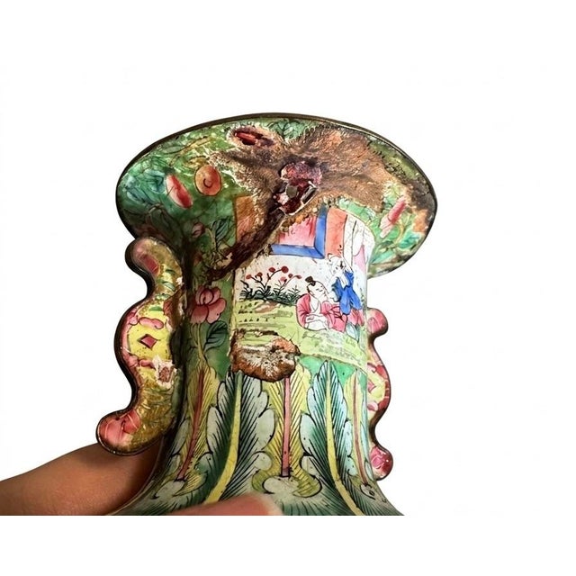 Metal Antique 19th Century Chinese Canton Enamel Vases For Sale - Image 7 of 11
