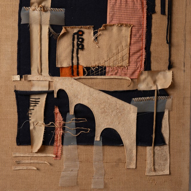 1960s Mid-Century Modern Textile Collage, 1961 For Sale - Image 5 of 11