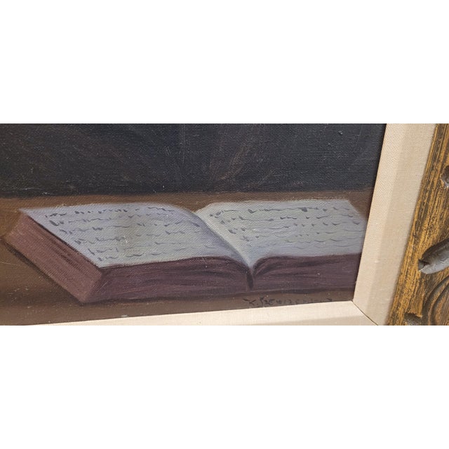 1950s Fine Vintage Oil Painting of a Rabbi Signed For Sale - Image 5 of 8