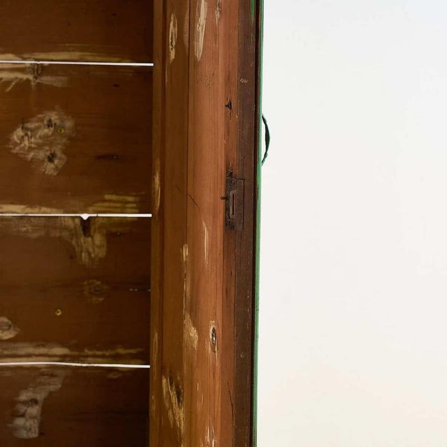 Vintage Green Wood Wardrobe For Sale - Image 5 of 11