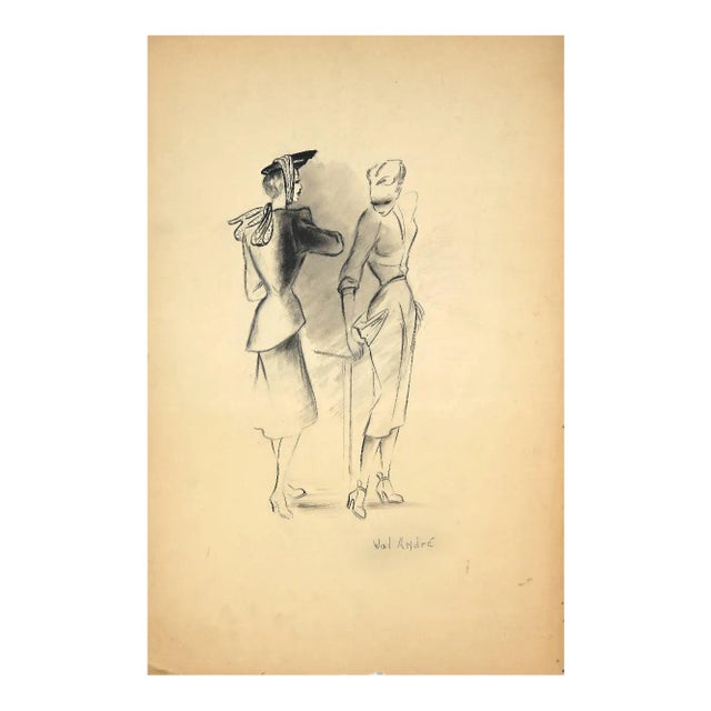 Andrè Wal, Fashion Figure, Lithograph, 1940s For Sale
