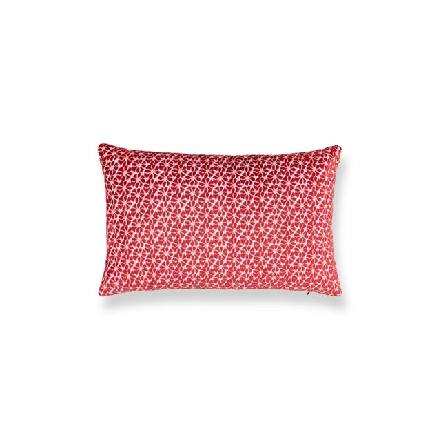 Contemporary The House Of Scalamandré Petal Velvet Lumbar Pillow In Red For Sale - Image 3 of 3