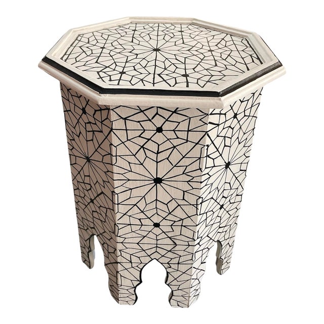 Hand-Painted Moroccan Octagonal Side Table For Sale