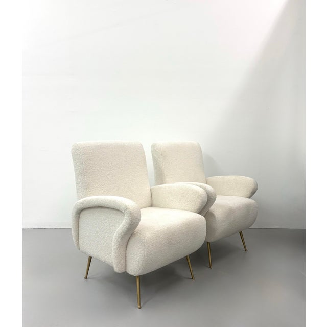 Contemporary MCM Bouclé Lounge Chairs - Pair For Sale - Image 4 of 5