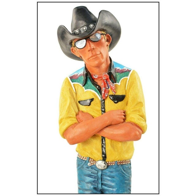 Star Liana York Authentic & Hand Painted Composite Sculpture "Casual Cowboy", listed with the Submit Best Offer option....