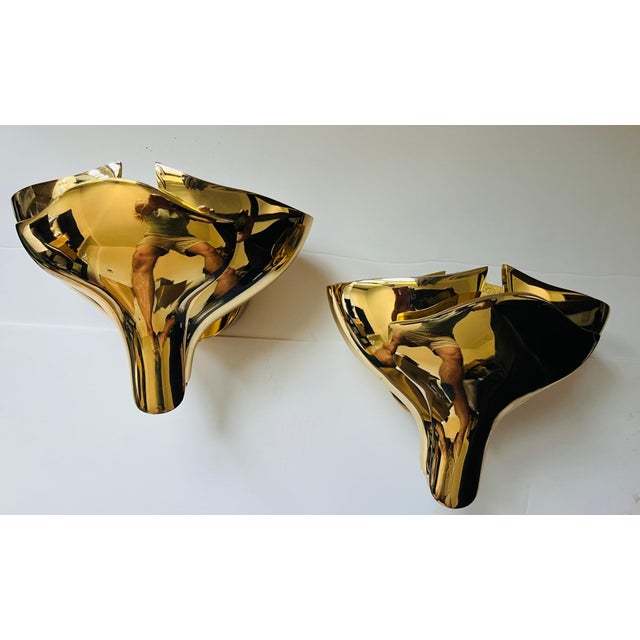 Metal Pair of Fratelli Martini Bronze Floral Italian 1980s Wall Lamps (5) For Sale - Image 7 of 12
