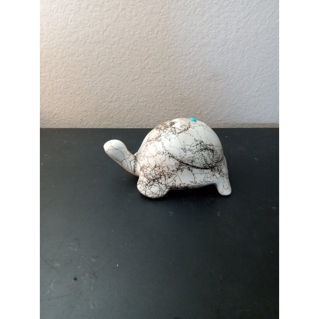 Folk Art 1970s Artist Signed Horse Hair Raku Tortoise Figurine For Sale - Image 3 of 7