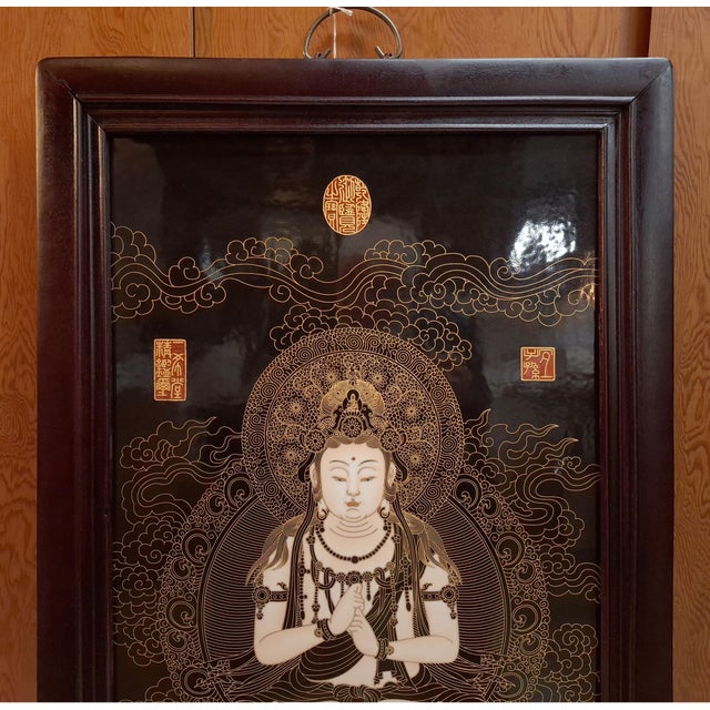 Chinese Chinese Porcelain Buddhist Temple Plaque For Sale - Image 3 of 5