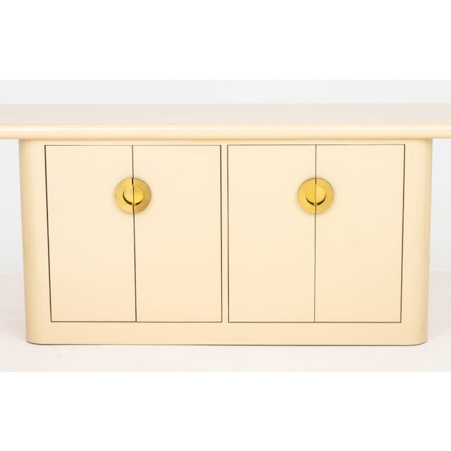 Karl Springer Asian Modern Style Beige & Gold-Tone Sideboard For Sale - Image 4 of 10