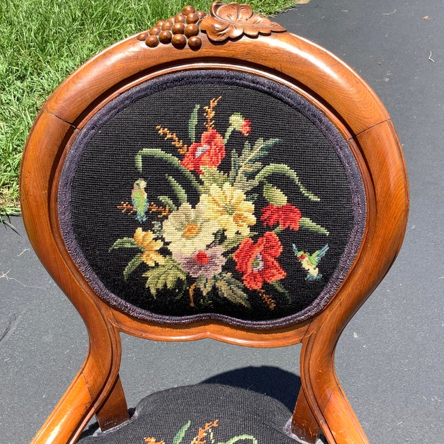 Victorian Antique Victorian Needlepoint Chair For Sale - Image 3 of 12