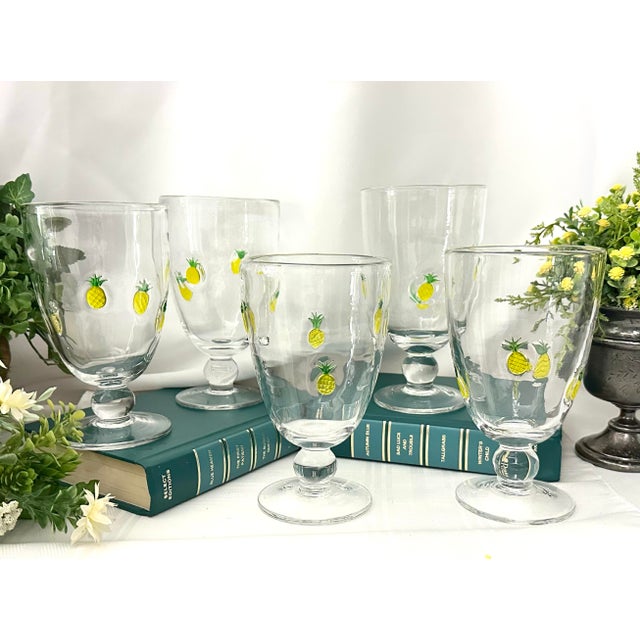 Glass Late 20th Century Pineapple Welcome Glasses by Artland Water / Ice Tea Glasses- Set of 4 For Sale - Image 7 of 8