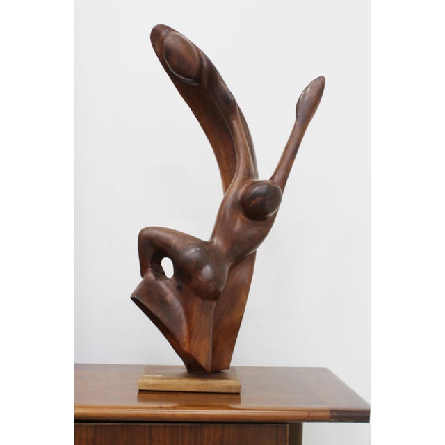 Brown Frank Coronado, Abstract Sculpture, 1980s, Mahogany For Sale - Image 8 of 8