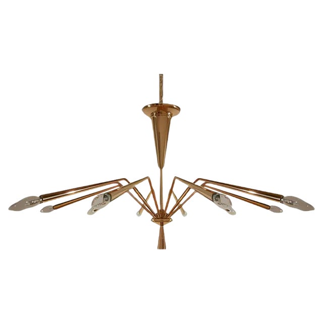 Italian Mid-Century Modern Model 342 Chandelier by Oscar Torlasco for Lumi Milano, 1950s For Sale