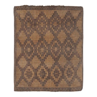 Vintage Tuareg Mat in Brown and Beige With Diamond Geometric Patterns For Sale