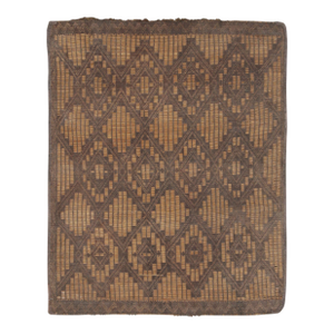 Vintage Tuareg Mat in Brown and Beige With Diamond Geometric Patterns