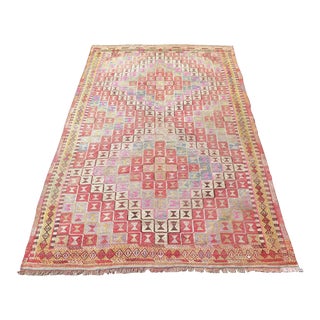 60s Multicolor Boho Handmade Turkish Jejim Area Kilim Rugs For Sale