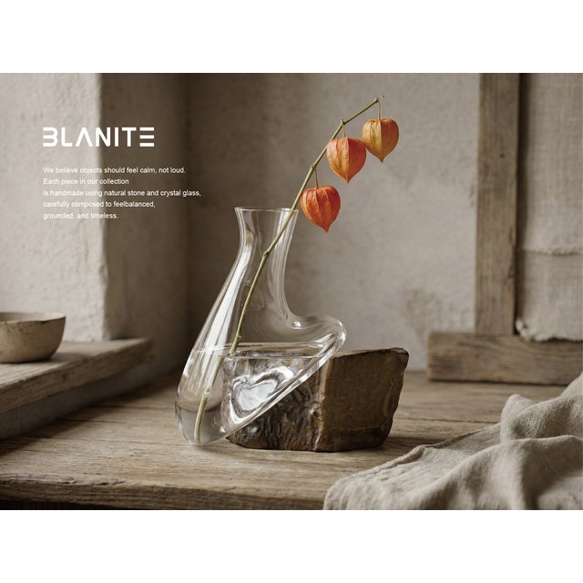 Handblown Crystal Vase With Natural Gobi Desert Stone – One of a Kind Sculptural Art Glass – Luxury Gift For Sale In New York - Image 6 of 8