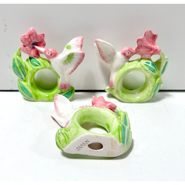 Vintage Spring Hummingbird Napkin Rings – Hand Painted Ceramic Botanical Table Decor, Garden Party Table Setting – Set of 8 For Sale - Image 10 of 10