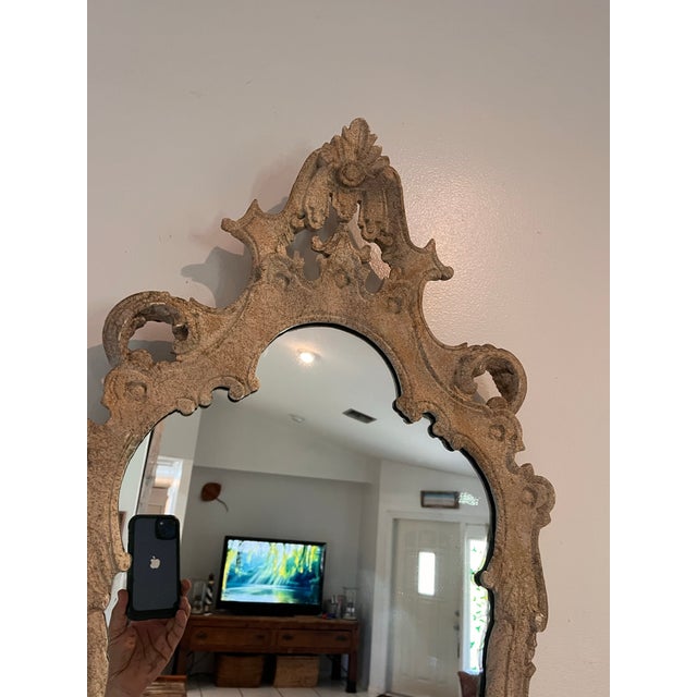 Metal Vintage La Barge Hollywood Regency Rococo Revival Ornate Wall Mirror For Sale - Image 7 of 10