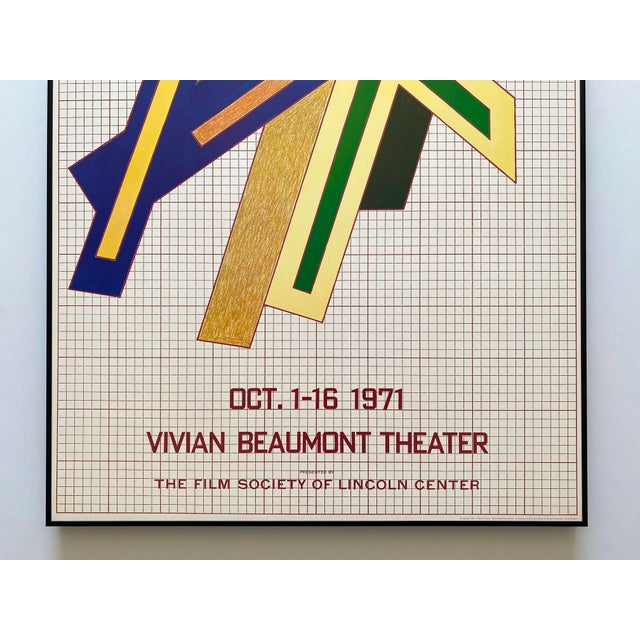 Mid-Century Modern Frank Stella Vintage 1971 Mid Century Modernist Lithograph Print Framed Extra Large " 9th New York Film Festival " Poster For Sale - Image 3 of 18