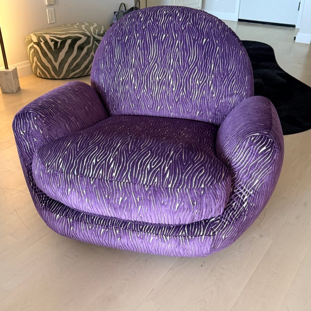 Purple Interlude Home Laurent Lounge Swivel Chair With Custom Kravet Fabric For Sale - Image 8 of 8