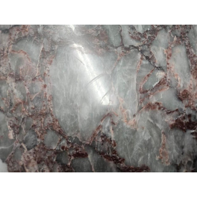 Gray Mid 20th Century Exotic Marble Oval Italian Dining Table With Pedestal Base For Sale - Image 8 of 12