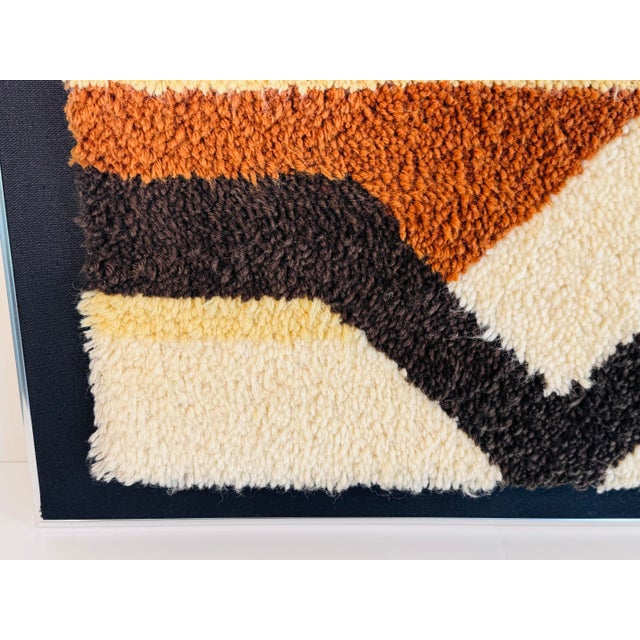 Vintage 1960s Hojer Eksport Wilton Style Geometric Rya Wool Rug Wall Art Framed For Sale In Boston - Image 6 of 9