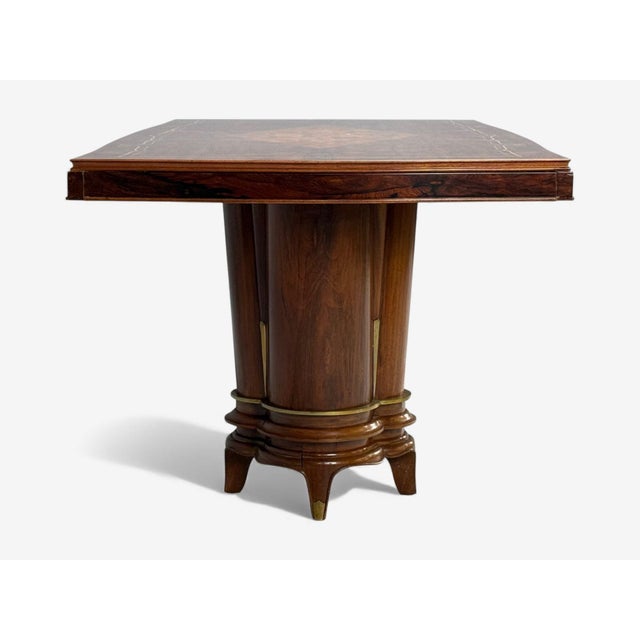 Jules Leleu, French Art Deco, Rosewood, Abalone, Rare Dining Table, France, 1930s For Sale - Image 16 of 18