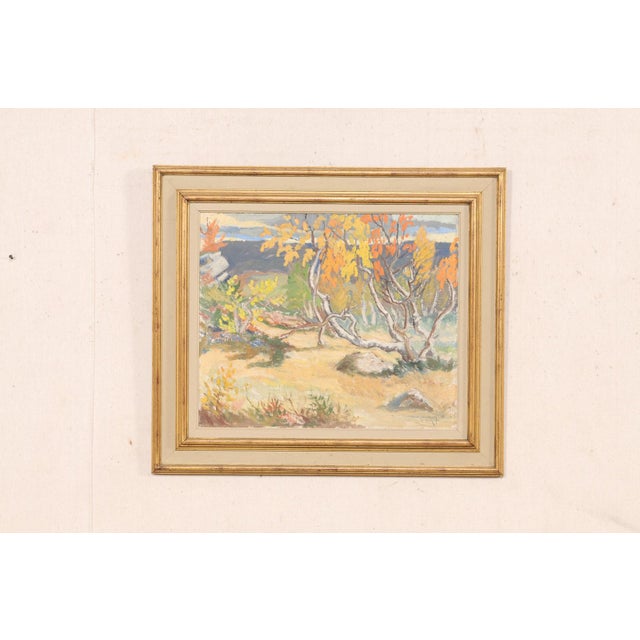 Mid 20th Century Framed Swedish Autumn Landscape Painting For Sale In Atlanta - Image 6 of 12